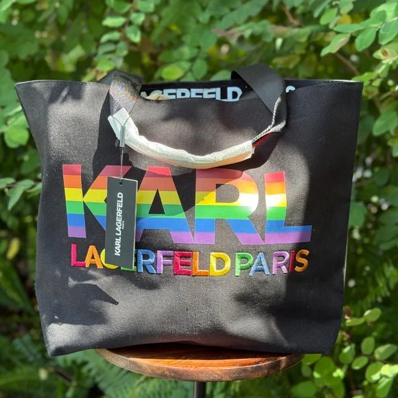 Karl Lagerfeld rainbow canvas tote - Picture 2 of 7